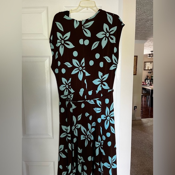 Jessica Howard size 18 A line belted dress in brown/teal floral print. - Picture 3 of 7
